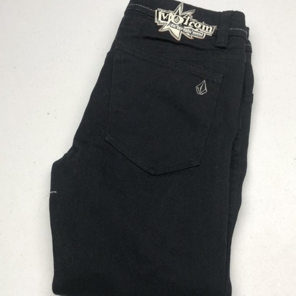 LIKE NEW VOLCOM BRAND BLACK SKINNY JEANS 28x28 😎 - Picture 1 of 12